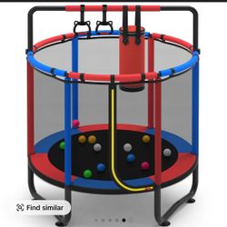 Kids Mini Trampoline with Safety Net and Accessories