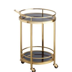 World Market Gold 2 Tier Rolling Bar Cart