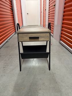 Small Wood Nightstand / Side Table with Drawer & Storage Shelf
