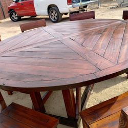 100% Wooden Table With 8 Chairs