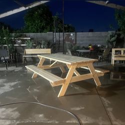 Handmade Wooden Picnic Table 