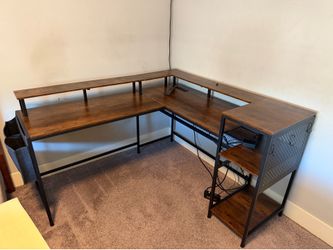 Large corner desk with power strip