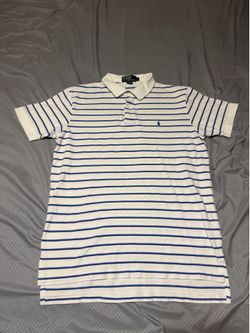 Size L - polo by Ralph lauren white/ blue striped