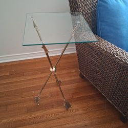 Brass Table  With Glass 