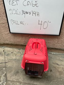 Red Plastic Pet Carrier Cage