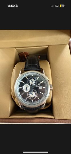 S. Coifman SC0251 Watch With Black Chronograph Face & Black Leather Band