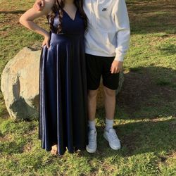 Navy Blue Silk Dress