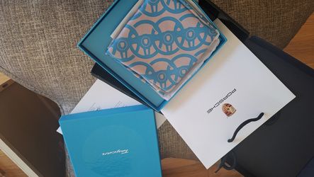 New In Box 100% Silk Scarf 33" X 33" Porsche Taycan Limited Edition