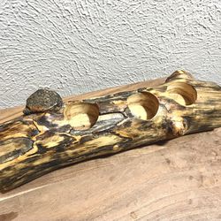 Like New: Live Edge Natural Wood Candle Holder Log, votive candle holder, solid wood, heavy 