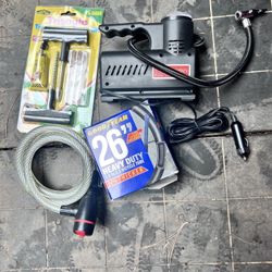 Bicycle Tube Lock Repair Kit And Air Compressor