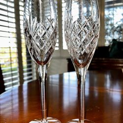 Waterford Crystal CHARLOTTE Champagne Flutes SET/2  MADE IN IRELAND