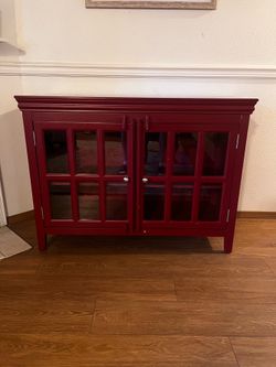 Free Red Cabinet With Glass Doors