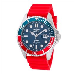 Invicta Men's Pro Diver 43mm Quartz Watch Red & Blue Rotate Bezel Red Band 47164