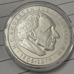 RARE COIN Danish H.C. Andersen 200 Year anniversary.925 Silver