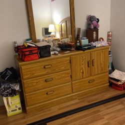 Dresser With Mirror Headboard One Night Table 