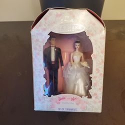 Vintage 1997 Wedding Day Barbie and Ken ornaments