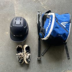 Kids Boys Baseball Backpack Shoes Bat And Helmet