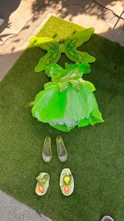 Disfraz.  De.  Tinker bell.  Para. Niña. Shoes.  Dress. Wins. And. Slippers.