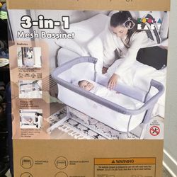 3 in 1 Baby Bassinet, Bedside Sleeper, & Playpen, Easy Folding Portable Crib (Grey)- KoolaBaby (Mesh Bassinet)