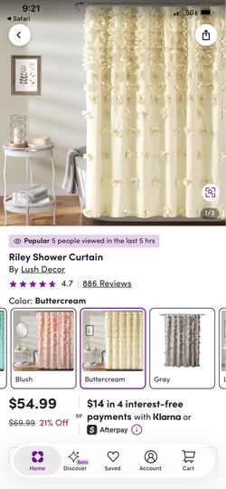 Beautiful cloth crème shower curtain with bows