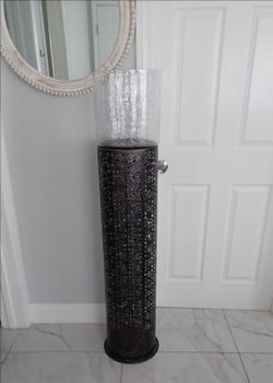 52" Pier1 imports- Tall Floor Candle Holder with Glass Hurricane