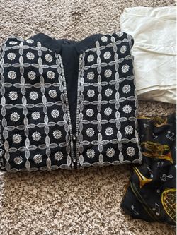 Brand New 3-Piece Black & White Embroidered Cotton Suit (Size Small)