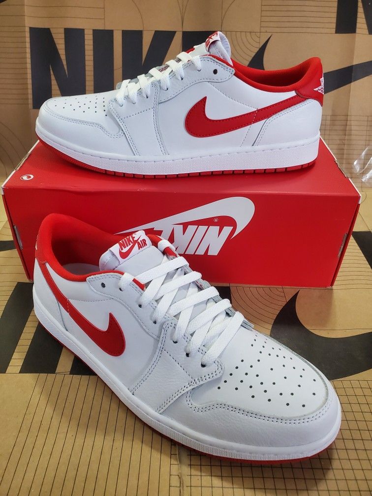 Nike Air Jordan 1 Retro Low OG White University Red  Men's Size 12.5