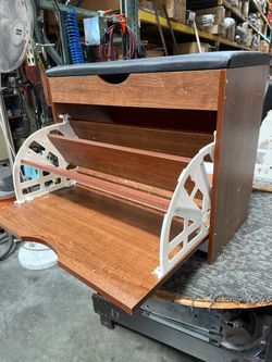 Shoes rack with padded seat and storage