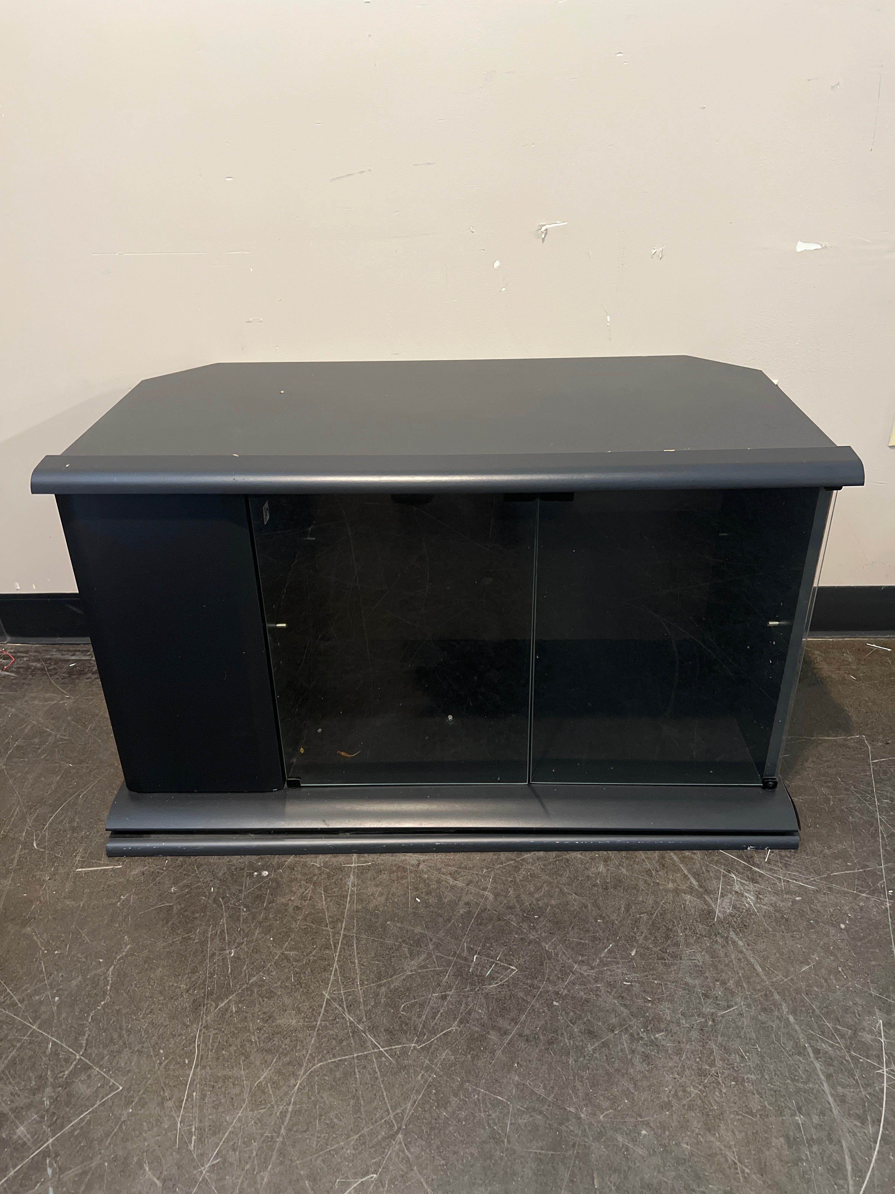 Dark Gray Glass-Front Media Cabinet