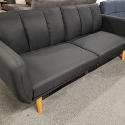 Brand New 81" x 44" Black Linen Sofa Futon
