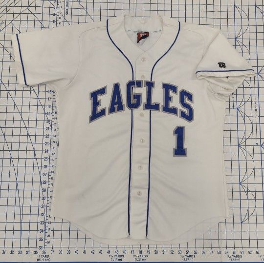 Wilson Eagles #1 Baseball Jersey 23X29 White/Blue