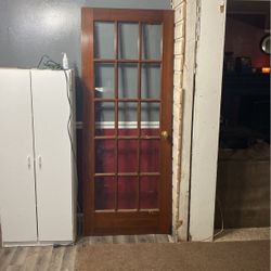2 Antique Wood And Glass Doors