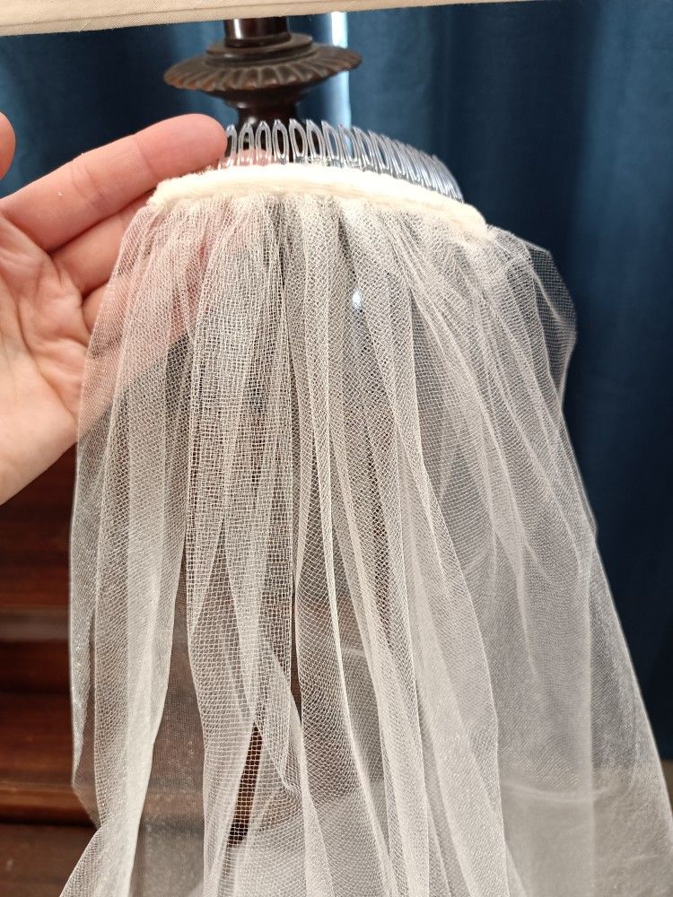 Bride accessories handmade sleeves & veil, 3 pieces
1 pair of handmade sleeves for $40
1 handmade tulle veil $30
1 Pearl veil $20
Details for each i