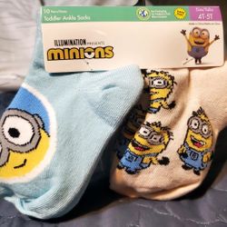 MINIONS SOCKS 10 PAIRS 4T - 5T NEW TODDLER ANKLE SOCKS