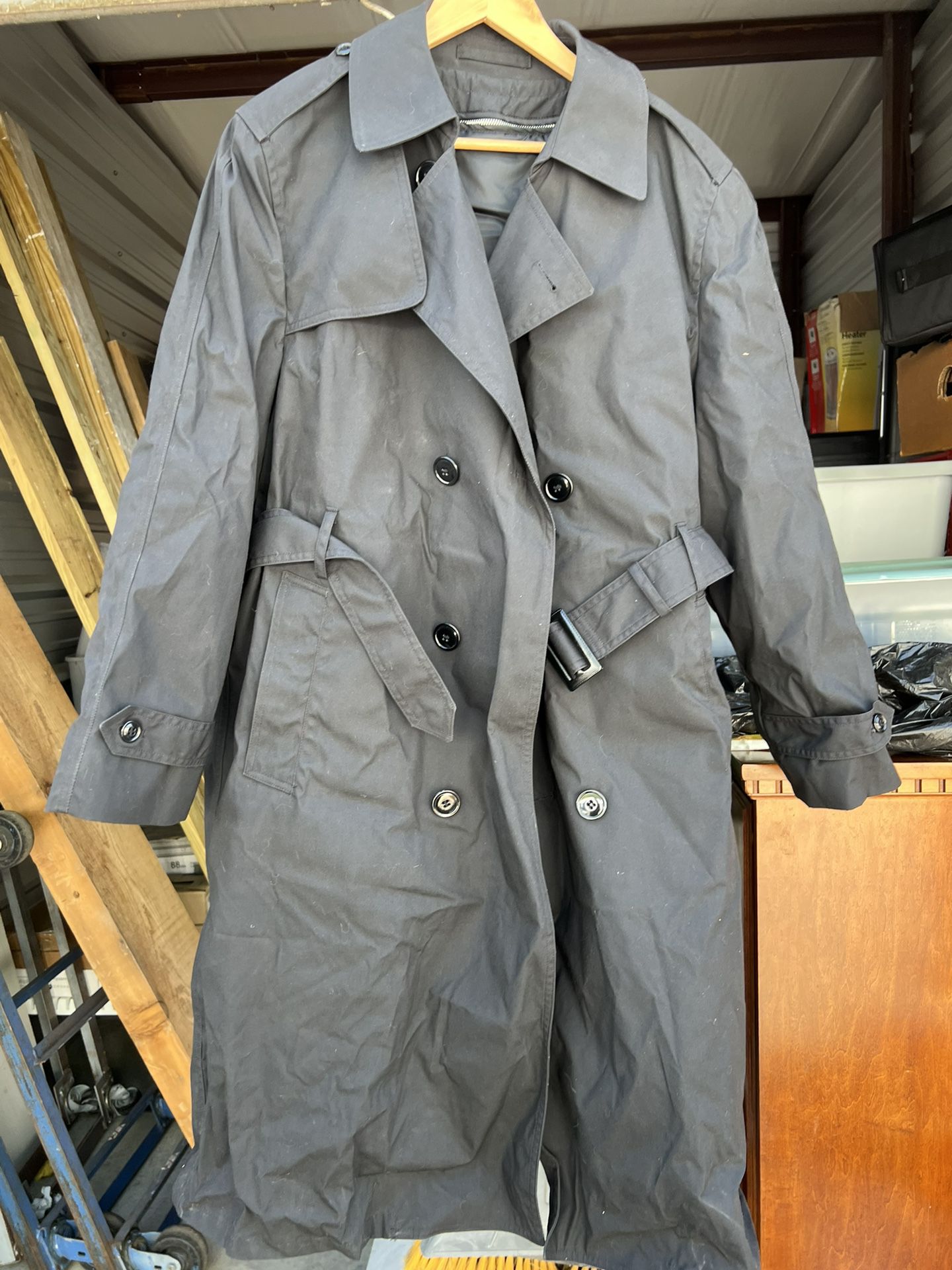 US ARMY MILITARY COAT ALL WEATHER BLACK TRENCH MEN'S 40 R JACKET OVERCOAT 