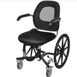 FLUX Slim-Line Narrow Wheelchair for Limited Spaces 250 lbs Weight Capacity 18'-21' Seat Height Office, House Wheelchair