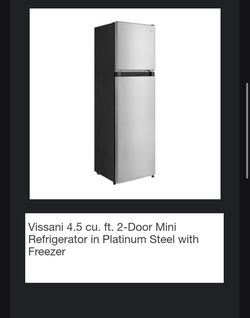 Vissani 4.5 cu. ft 2 door Mini Refrigerador in Platinum Steel with Freezer
