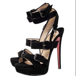 👠Christian Loubotin Toutenkaboukle Platform buckled Ankle Straps  Sandals Like Brand New !!!
