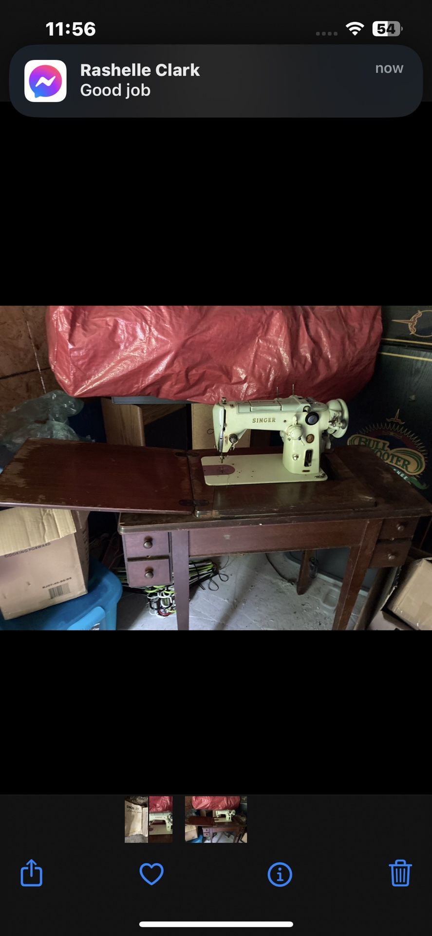 1956 Singer Sewing Machine In Cabinet