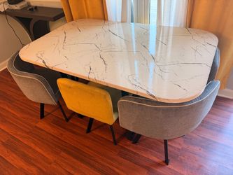 $350 - Modern Space-Saving Dining Table Set – 6 Chairs Included