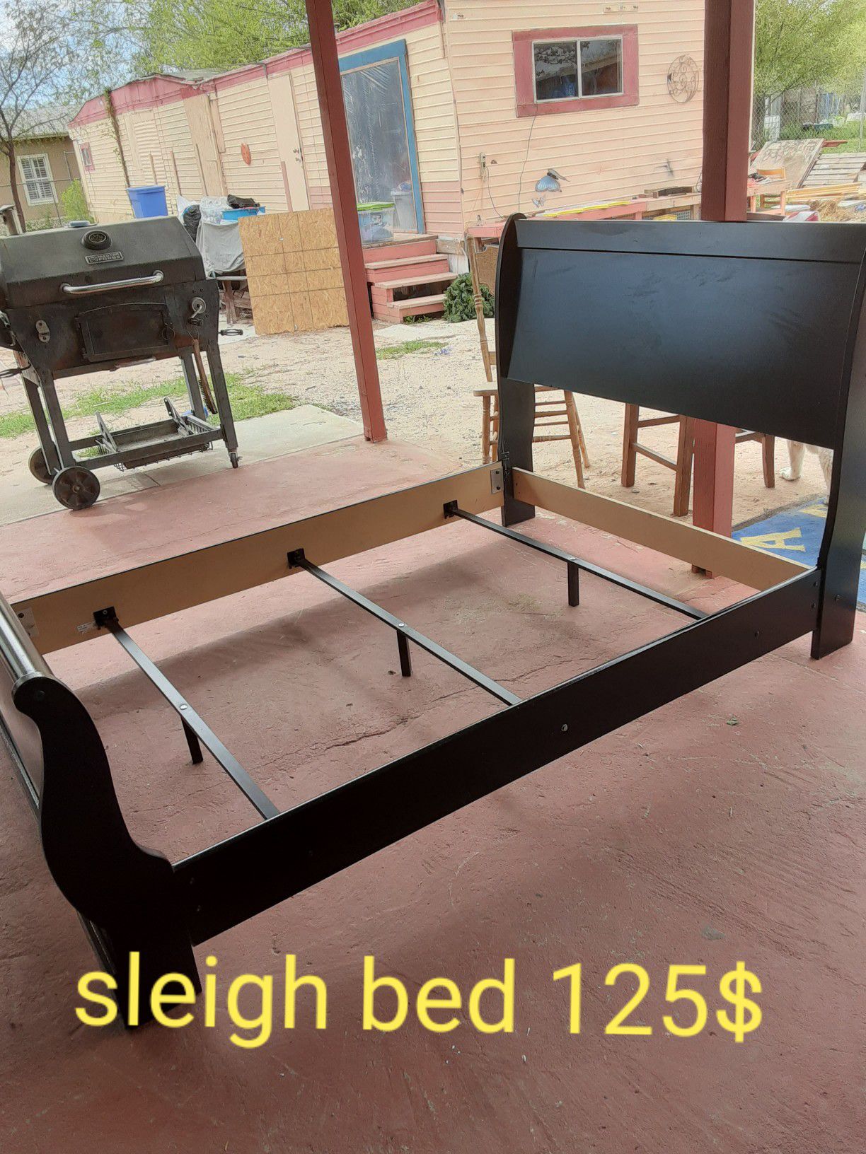 Black sleigh bed frame full size