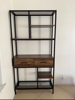 Modern Industrial Style Storage Shelf with Drawers