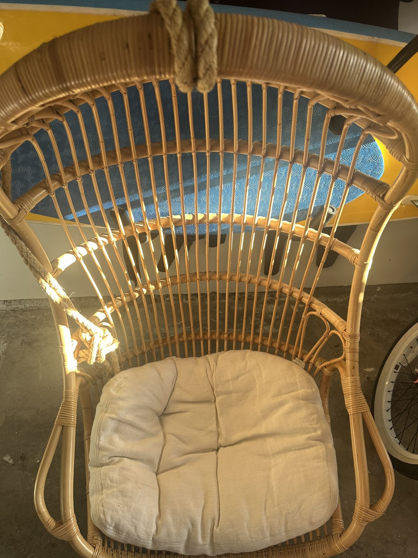 Serena & Lily Hanging Rattan Chair And Cushion