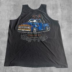 Vtg 90s JCPenney USA Olympic Dawg-E-Style Graphic Tank Top Rottweiler Dog Truck Rock'n The Bed Sz L