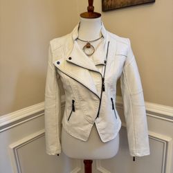 Nice White Faux Leather Jacket -Size s