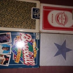 4 Decks Of Vintage Playing Cards. Pinochle,Texas STAR, Virginia Slims, Baseball 