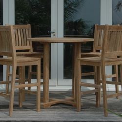 Brand New Solid Teak Bar Set With 4 Chairs