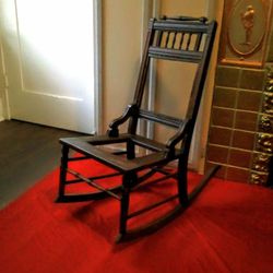 Eastlake Sewing Rocker. Structurally Sound, Rocks Good. This Is To Be Upholstered Or Re-caned. It Priced Fair.