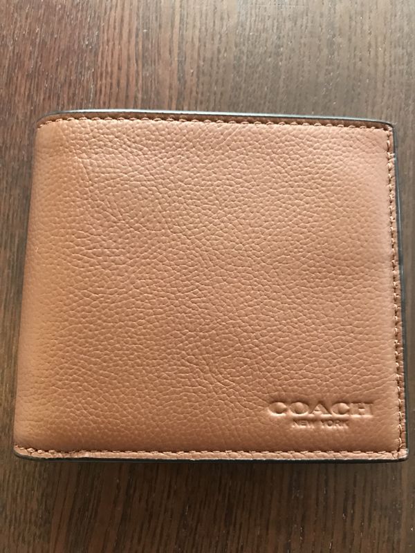 NWT New Coach F75084 Men/'s Billfold Bifold Sport Calf Leather Wallet Black $150