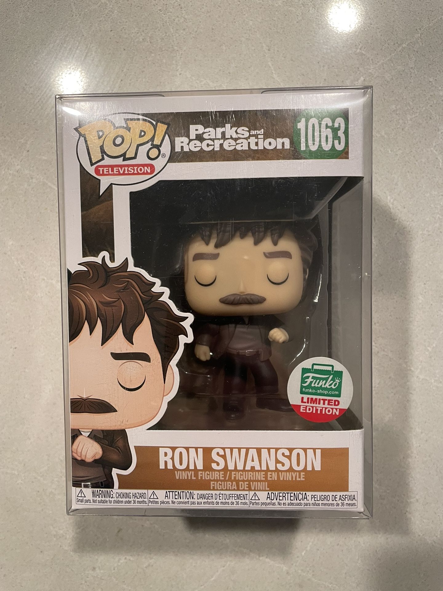 Ron Swanson Snake Juice Funko Pop *MINT* Online Shop Exclusive Parks & Recreation 1063 with protector Televsion Leslie Knope Pawnee